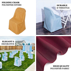 10 Pack Polyester Chair Covers for Folding Chairs Red - Wrinkle-Free Stain-Resistant Slip-On Slipcovers