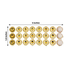 10 Pack Gold Sunflower Diamond Rhinestones Napkin Holders With Velcro, Elegant Wedding Napkin Rings