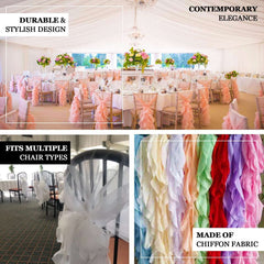 1 Set Chiffon Hoods Chair Sashes with Willow Ruffles Design Black - Stylish Decor for Weddings & Gatherings