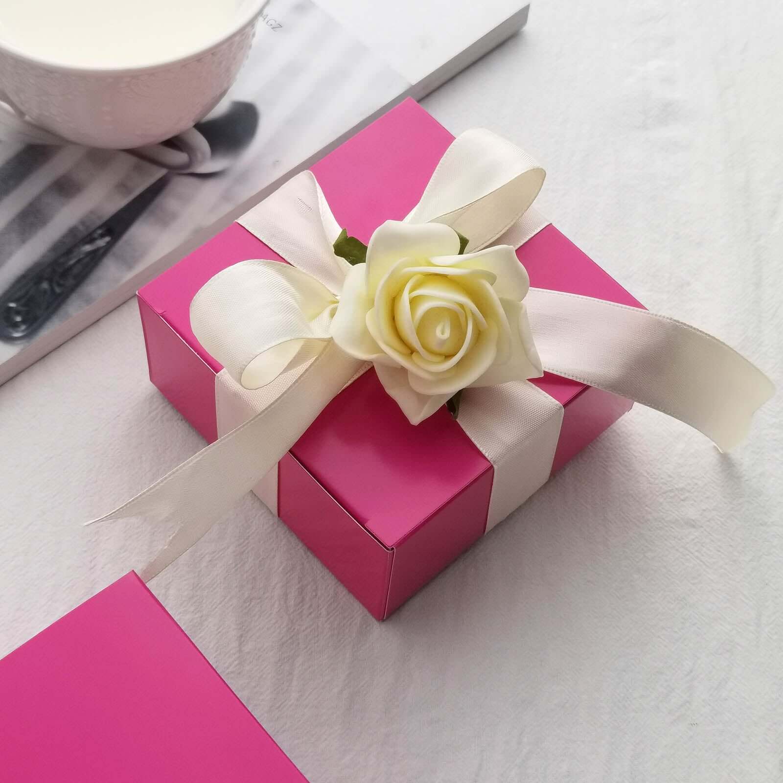 100 Pack 4"x4"x2" Fuchsia Cake Cupcake Party Favor Gift Boxes, DIY