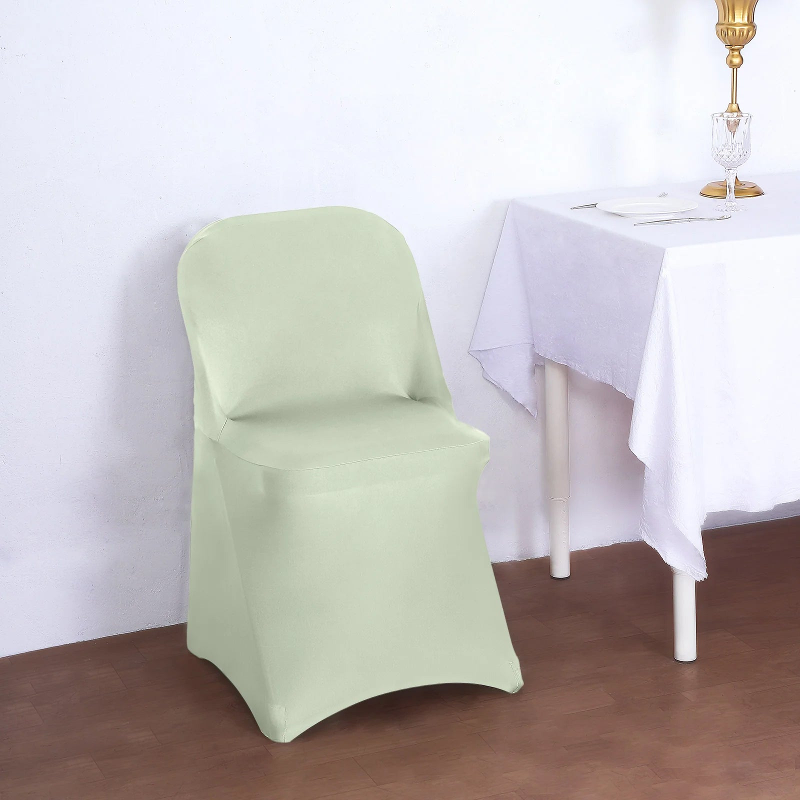 10 Pack Stretch Spandex Chair Covers Sage Green for Folding Chairs - Durable 160GSM Fitted Slipcovers