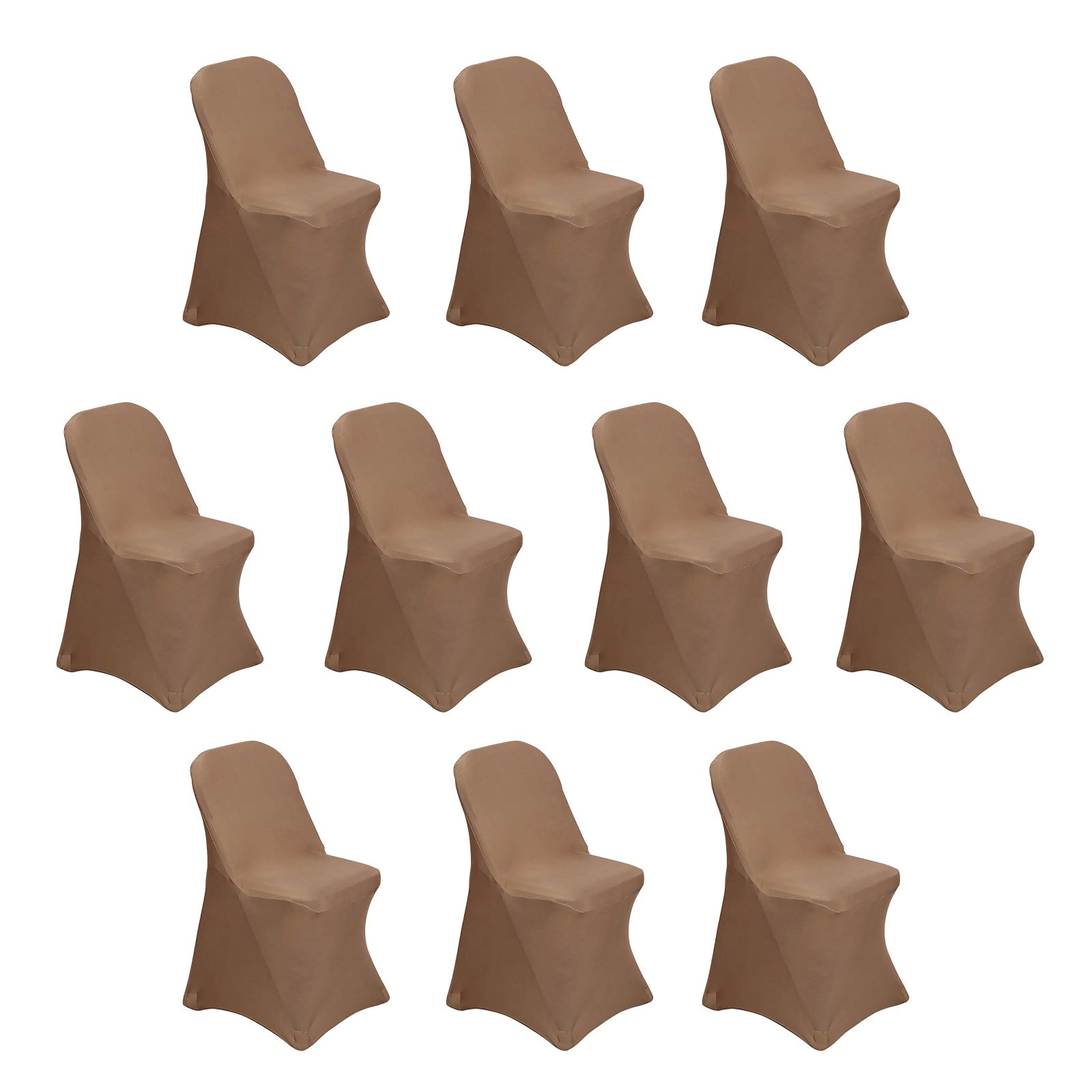 10 Pack Stretch Spandex Chair Covers Taupe for Folding Chairs - Durable 160GSM Fitted Slipcovers