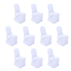 10 Pack Polyester Chair Cover for Banquet Chairs White - Stain-Resistant Reusable Slip-On Slipcover