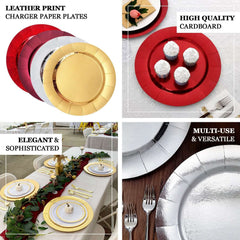 10-Pack Disposable Round Charger Plates in Royal Blue with Leathery Texture - Durable 1100GSM Cardboard Placemats 13"