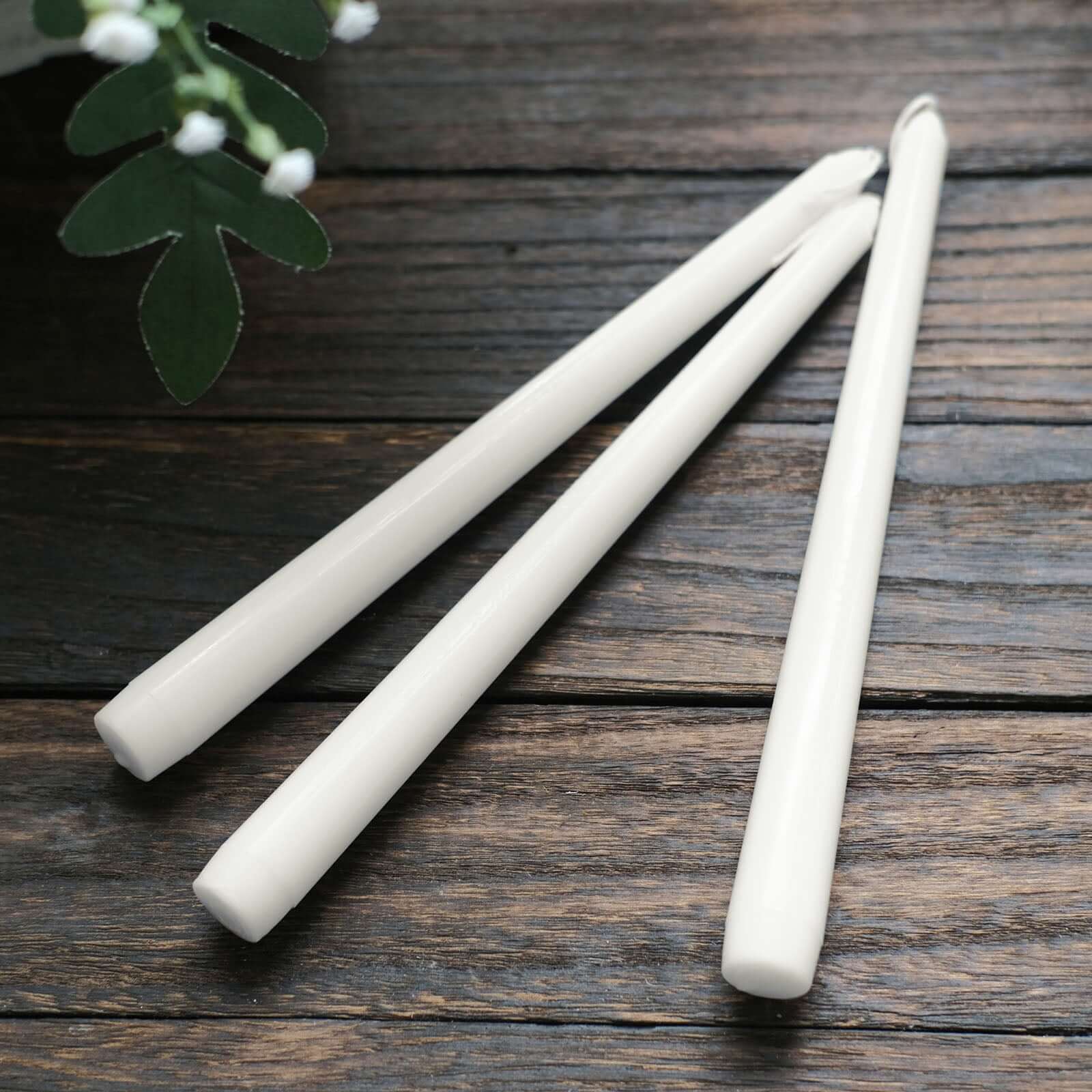 10-Pack Taper Candles Premium Wax Design White - Unscented Candles for Upscale Settings 10"