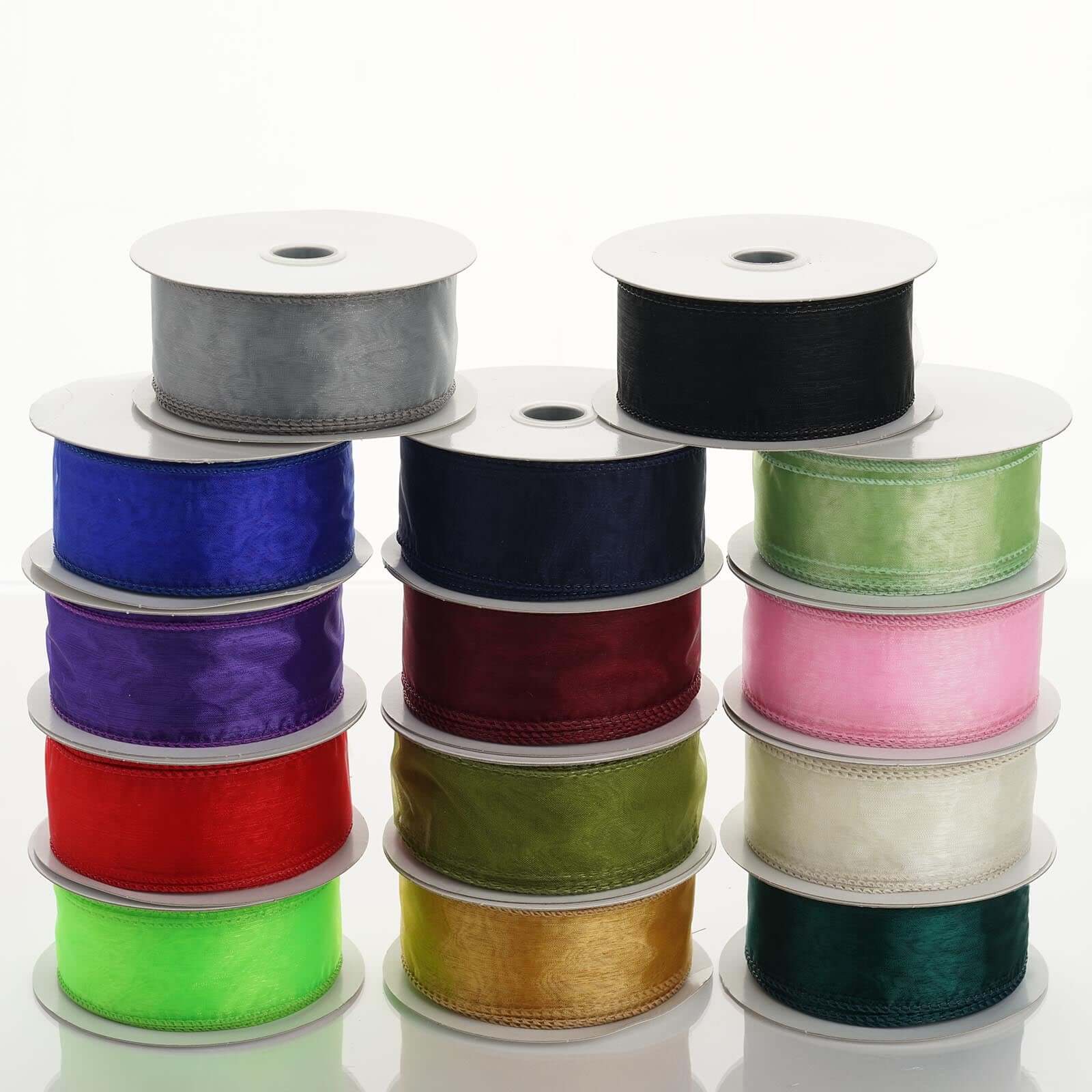 10 Yards 1.5" Ivory Sheer Organza Wired Edge Ribbon