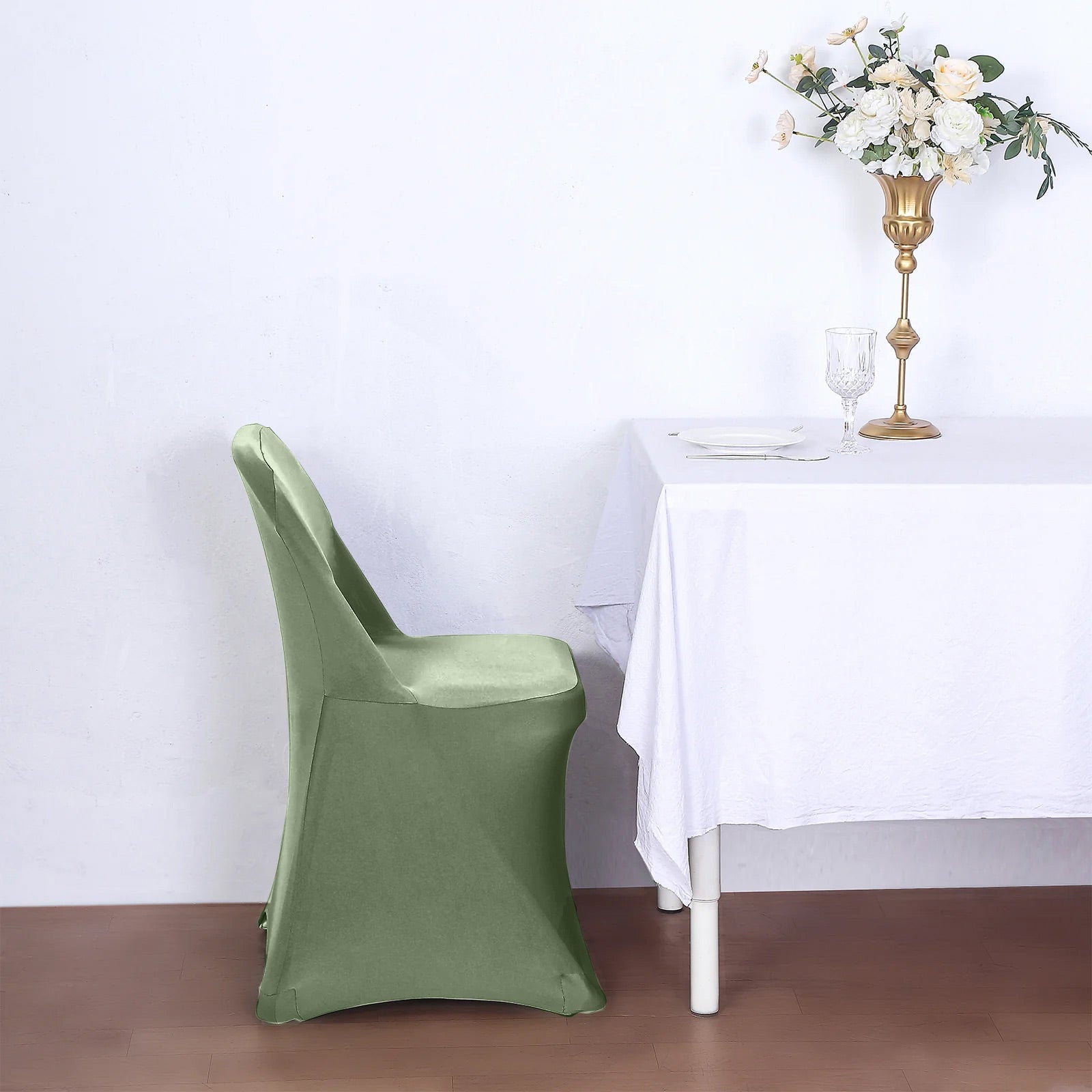 10 Pack Stretch Spandex Chair Covers Dusty Sage Green for Folding Chairs - Durable 160GSM Fitted Slipcovers