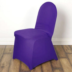 10 Pack Spandex Chair Covers for Banquet Chairs Purple - Durable Reusable Stretch Slip-On Covers