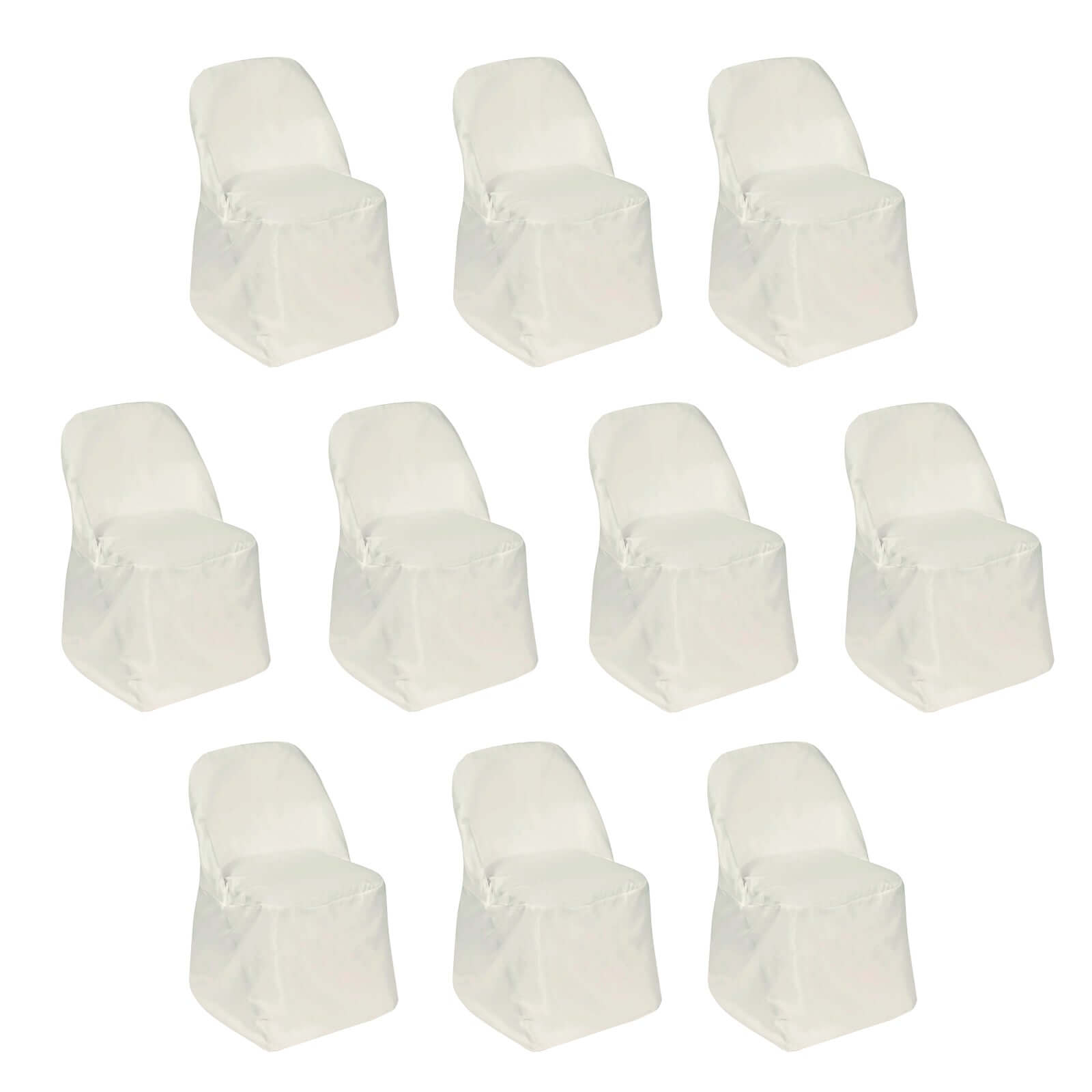 10 Pack Polyester Chair Covers for Folding Chairs Ivory - Wrinkle-Free Stain-Resistant Slip-On Slipcovers