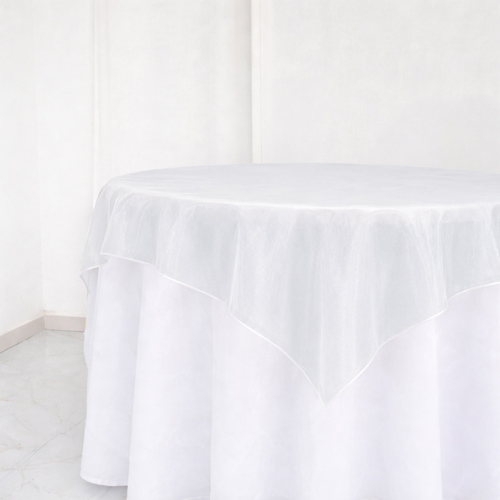 10 Pack White Organza Table Overlay 72"x72" - Sheer Table Topper