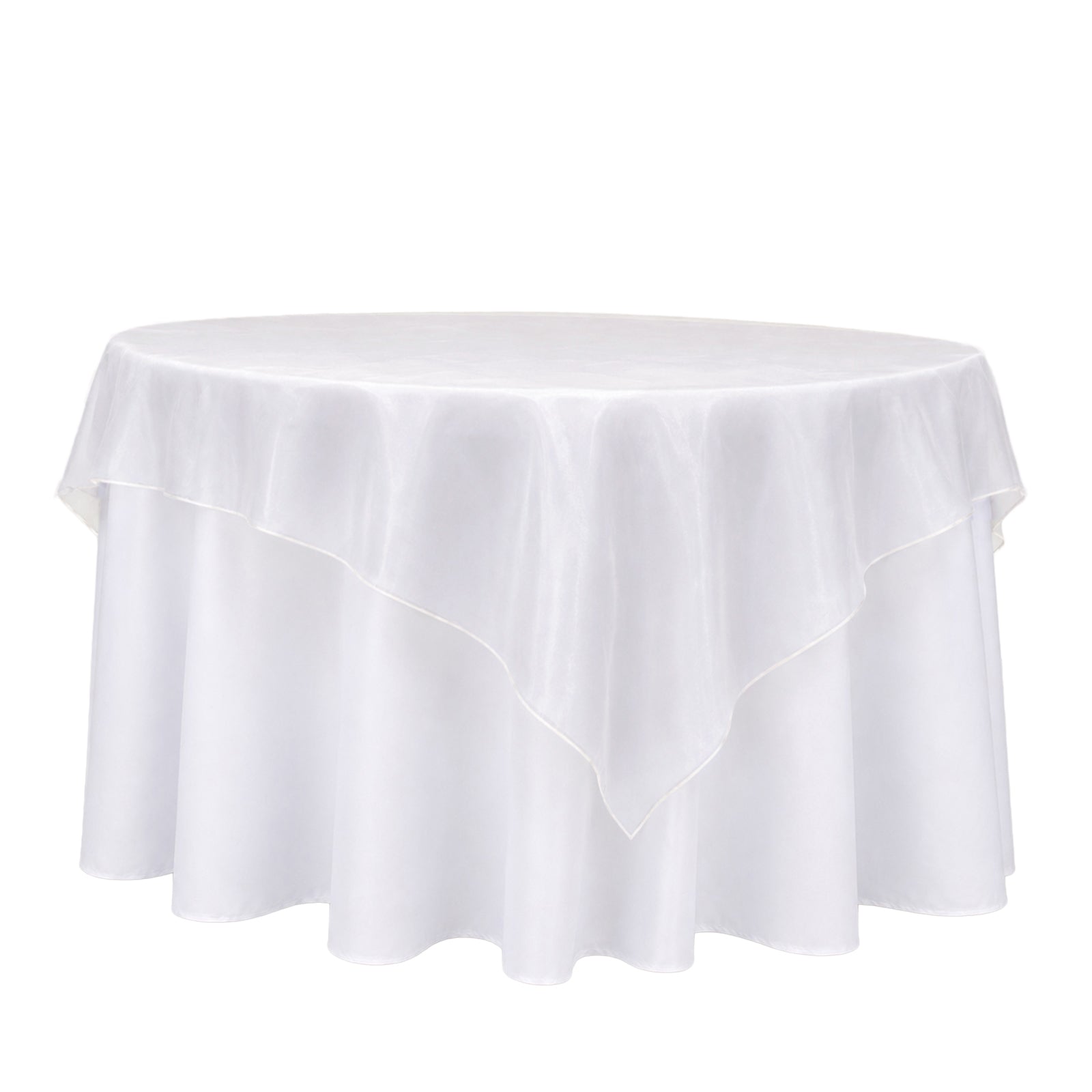 10 Pack White Organza Table Overlay 72"x72" - Sheer Table Topper