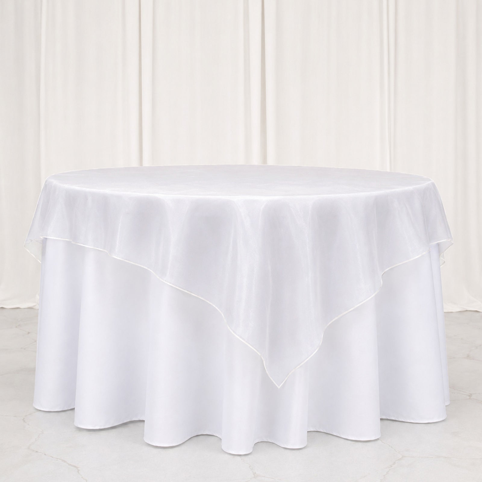 10 Pack White Organza Table Overlay 72"x72" - Sheer Table Topper