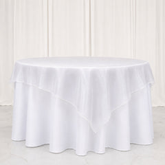 10 Pack White Organza Table Overlay 72"x72" - Sheer Table Topper