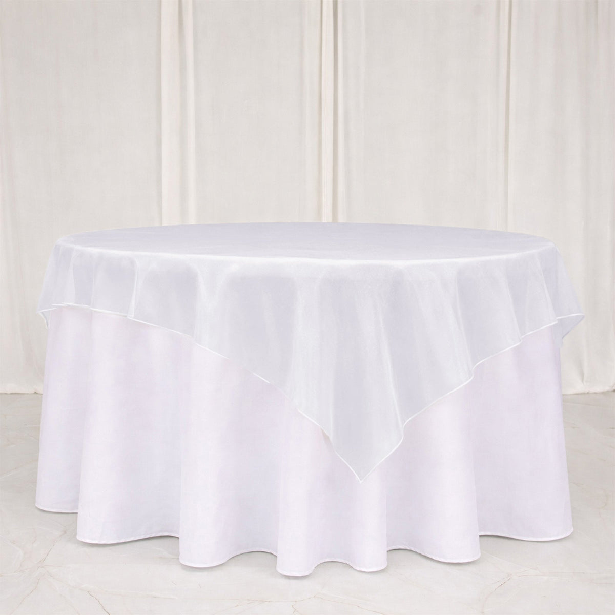 10 Pack White Organza Table Overlay 72"x72" - Sheer Table Topper