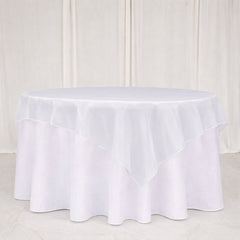 10 Pack White Organza Table Overlay 72"x72" - Sheer Table Topper