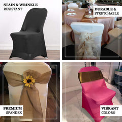 10 Pack Stretch Spandex Chair Covers Ivory for Folding Chairs - Durable 160GSM Fitted Slipcovers